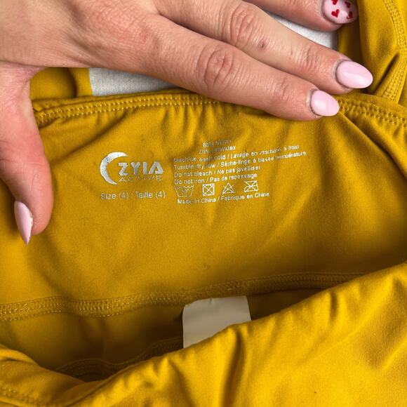 ZYIA Active Mustard Yellow Mesh Alive Mid Rise 7/8 24” Cropped Leggings Size 4 - Picture 3 of 6